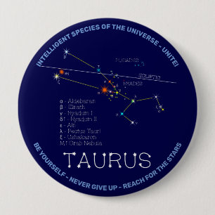 Zodiac Constellation Taurus Ronde Button 4,0 Cm