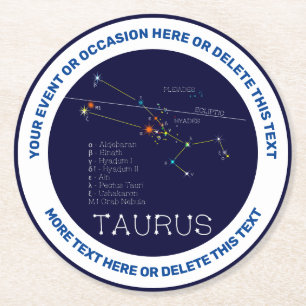 Zodiac Constellation Taurus Ronde Kartonnen Onderzetter