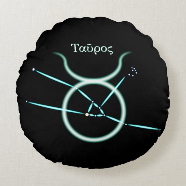 Zodiac Constellation Taurus Round Pillow Rond Kussen (Voorkant)
