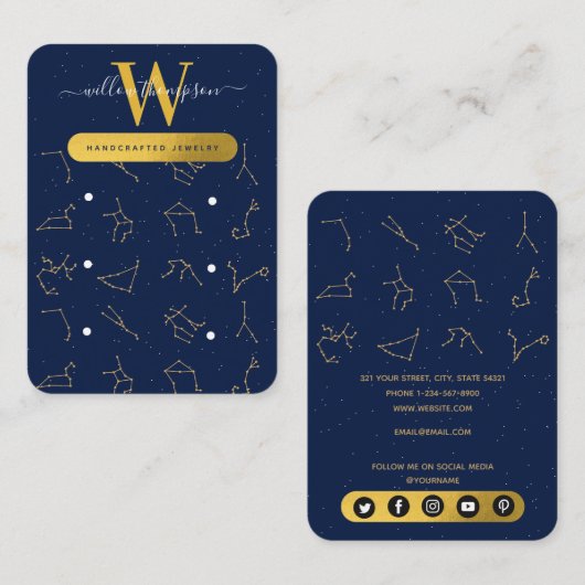 Zodiac Constellations Bijoux Carte d'affichage (Devant / Derrière)
