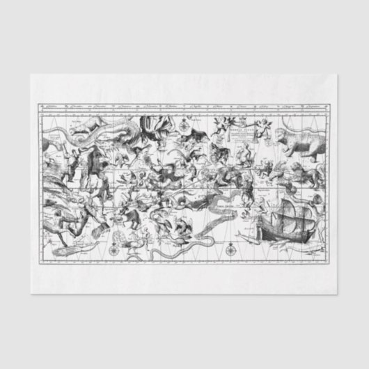 Zodiac Constellations Black White Tissue Paper Tissuepapier (Voorkant)