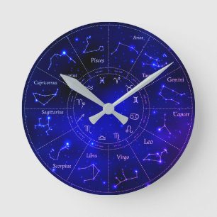 Zodiac Constellations Night Sky Acrylwand Clock Ronde Klok