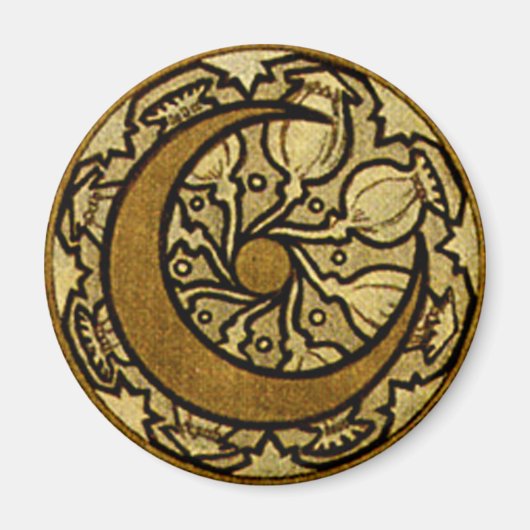 Zodiac Crescent Moon Mucha Magneet (Voorkant)