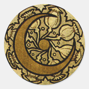 Zodiac Crescent Moon Mucha Ronde Sticker