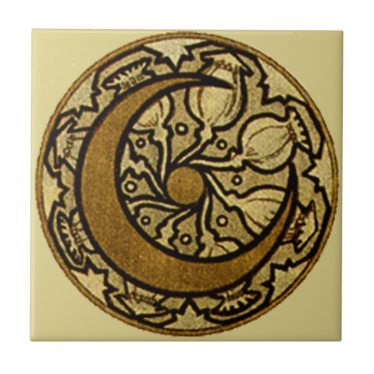 Zodiac Crescent Moon Mucha Tegeltje (Voorkant)