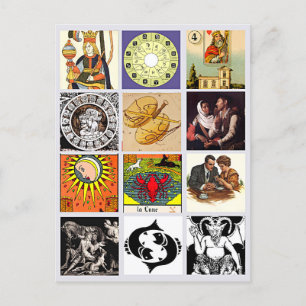 Zodiac Fortune Teller Tarot Card Art Collage Briefkaart