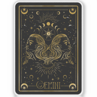 Zodiac Gemini Astrologisch Zwart & Goud Sticker