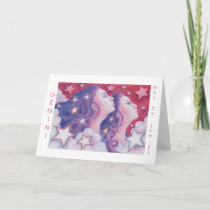 Zodiac Gemini 'Happy Birthday' witte grens Kaart