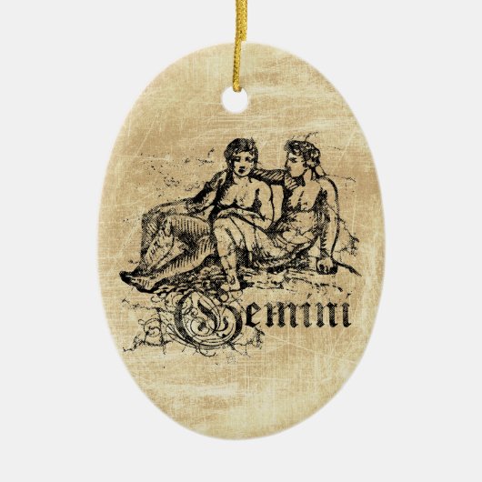 Zodiac Gemini Keramisch Ornament (Voorkant)