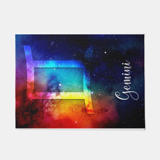 Zodiac: Gemini Rainbow Space Deurmat (Voorkant)