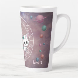 Zodiac Gemini Schattige Cat Wheel Planet Astrologi Latte Mok