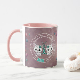 Zodiac Gemini Schattige Cat Wheel Planet Astrologi Mok