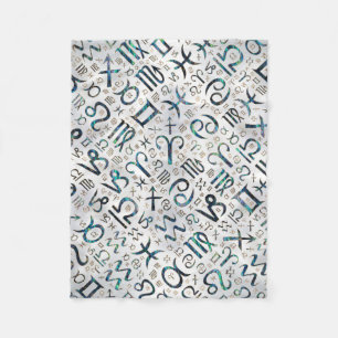 Zodiac glyphs Abalone shell en goud op parels Fleece Deken