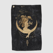 Zodiac Goddess | Cosmic Gold Cancer Astrologie Golfhanddoek (Voorkant)