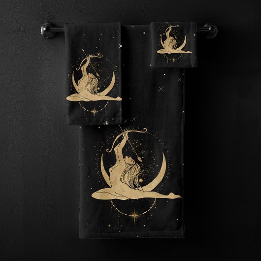 Zodiac Goddess | Kosmische gouden Boogschutter Ast Bad Handdoek
