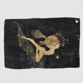 Zodiac Goddess | Kosmische gouden Ram Astrologie Golfhanddoek (Horizontaal)
