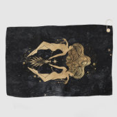 Zodiac Goddess | Kosmische gouden Tweelingen Astro Golfhanddoek (Horizontaal)