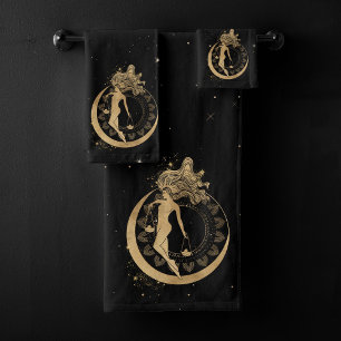 Zodiac Goddess   Kosmische gouden Weegschaal Astro Bad Handdoek
