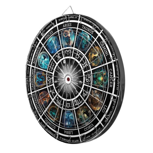 Zodiac Horoscoop Dart Board - Met 12 Zodiacs Dartbord (Voorkant Rechts)