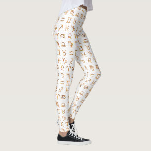 Zodiac Horoscope & Astrology Signs Gold Symbols Leggings