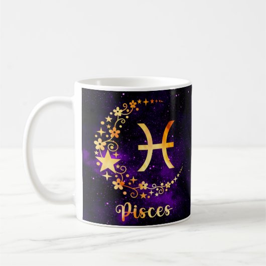 Zodiac Horoscope Pisces Design Café Mug Cup (Gauche)