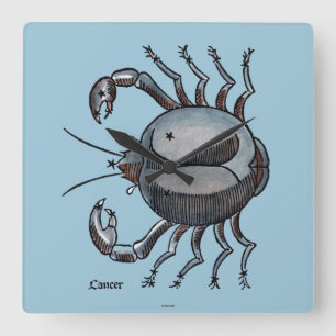 Zodiac: Kanker in kleur Vierkante Klok