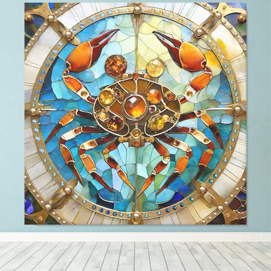 Zodiac - Kreeft De Krab Canvas Afdruk (Insitu (Houten vloer))