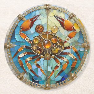 Zodiac - Kreeft De Krab Ronde Kartonnen Onderzetter