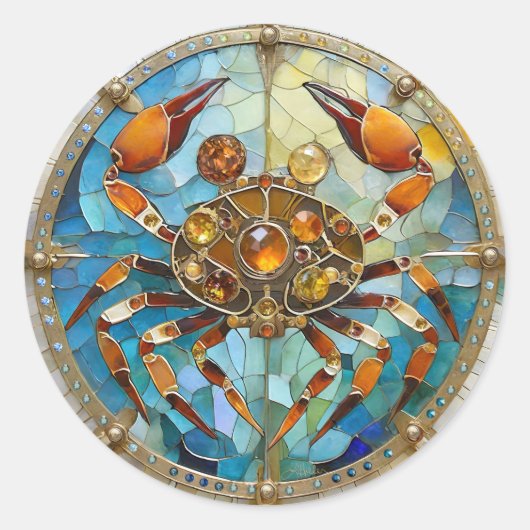 Zodiac - Kreeft De Krab Ronde Sticker (Voorkant)