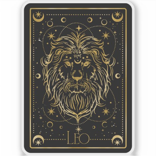 Zodiac Leo Black & Gold Astrologische Sticker (Voorkant)