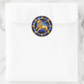 Zodiac Leo Emblem Ronde Sticker (Tas)