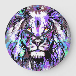 Zodiac Leo - Lion Portret Tekening - Lion Clock Grote Klok