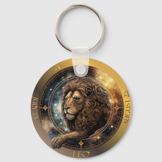 Zodiac Leo Pas NAAM, DATUM aan Sleutelhanger (Voorkant)