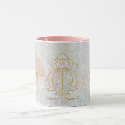 Zodiac Leo Star Sign Celestial Monogram Glitter Mok (Midden)