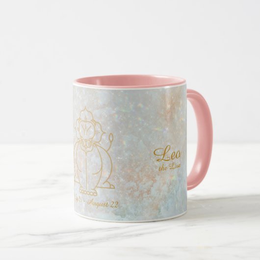 Zodiac Leo Star Sign Celestial Monogram Glitter Mok (Voorkant rechts)