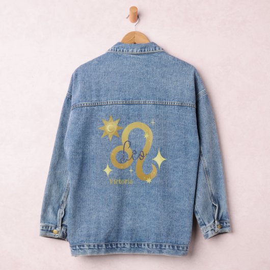 Zodiac Leo Waterverf gepersonaliseerd Jean Denim Denim Jacket (Hangar)