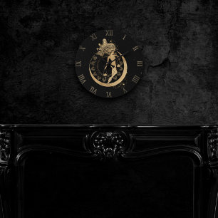 Zodiac Libra   Cosmic Gold en Black Astrology Lar Ronde Klok