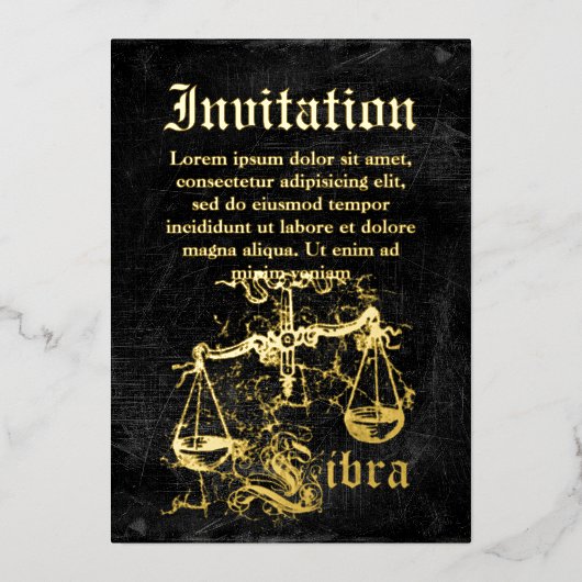  Zodiac Libra Folie Uitnodiging (Voorkant)