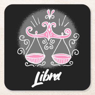 Zodiac Libra Vierkante Kartonnen Onderzetter