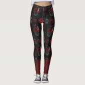 Zodiac Magic Crimson | Henna Red Gothic Skull Roos Leggings (Voorkant)