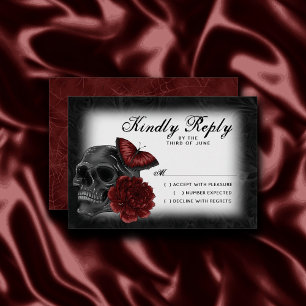 Zodiac Magic Crimson Henna Red Gothic Skull Roos RSVP Kaartje