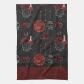 Zodiac Magic Crimson | Henna Red Gothic Skull Roos Theedoek (Verticaal)