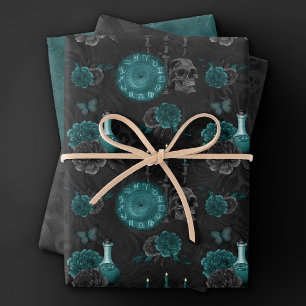 Zodiac Magic   Donker Blauwgroen Groen Gotische Sc Inpakpapier Vel