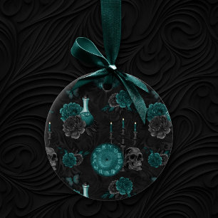 Zodiac Magic   Donker Blauwgroen Groen Gotische Sc Keramisch Ornament