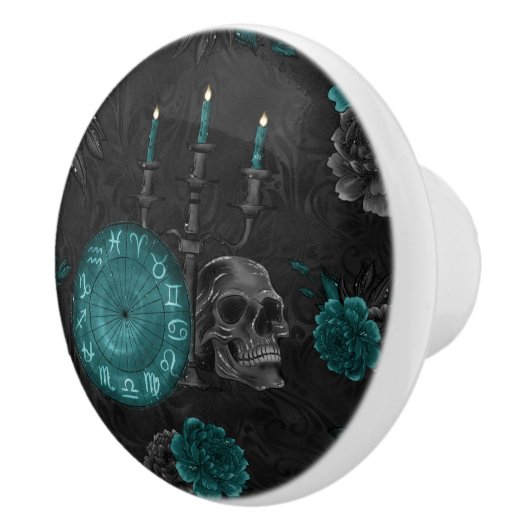 Zodiac Magic | Donker Blauwgroen Groen Gotische Sc Keramische Knop (Rechts)