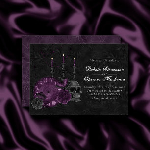 Zodiac Magic   Donker Paarse Plum Gothic Skull Roz Kaart