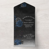 Zodiac Magic | Donkermarineblauw gotische schedel  All In One Uitnodiging (Binnen)