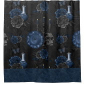 Zodiac Magic | Donkermarineblauw gotische schedel  Douchegordijn (Voorkant)