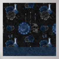 Zodiac Magic | Donkermarineblauw gotische schedel