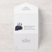 Zodiac Magic | Midnight Indigo Gothic Skull Rozen All In One Uitnodiging (Buitenkant)